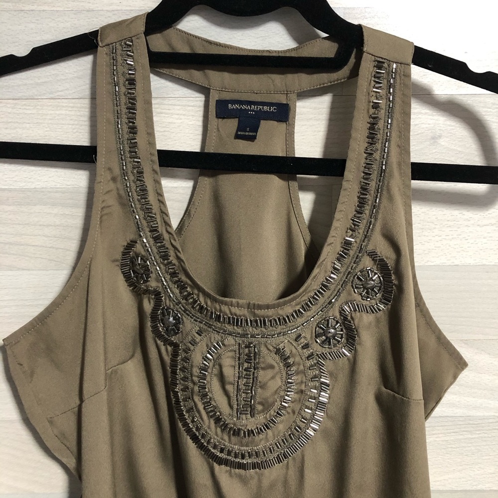 Banana Republic Gray/Khaki Embellished Halter -S